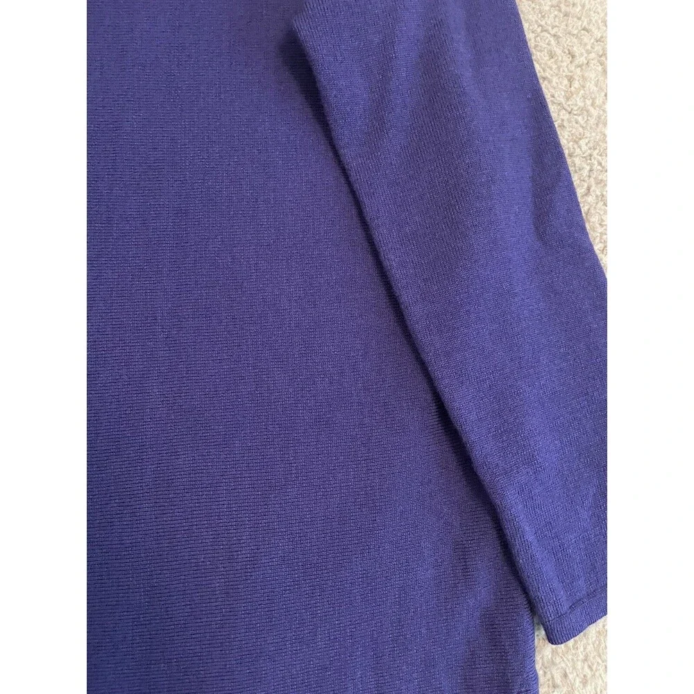 TAHARI Sweater Blue 100% Extra Fine Merino Wool Cowl Neck Womens Size Small